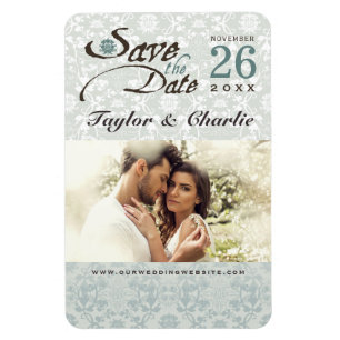 Dentelle Vintage Damas Enregistrer la date Magnet 