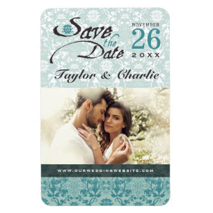 Dentelle Vintage Damas Enregistrer la date Magnet 