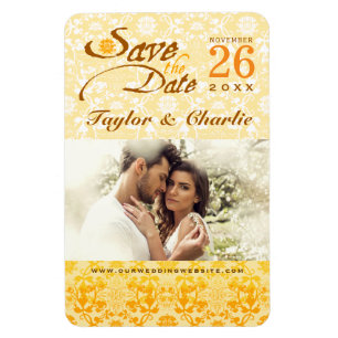 Dentelle Vintage Damas Enregistrer la date Magnet 