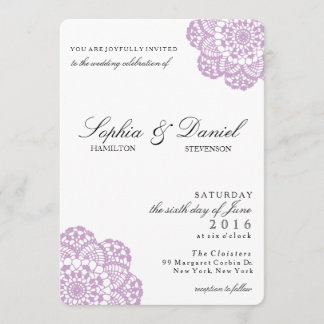Dentelle violette Lilac Faire-part de mariage