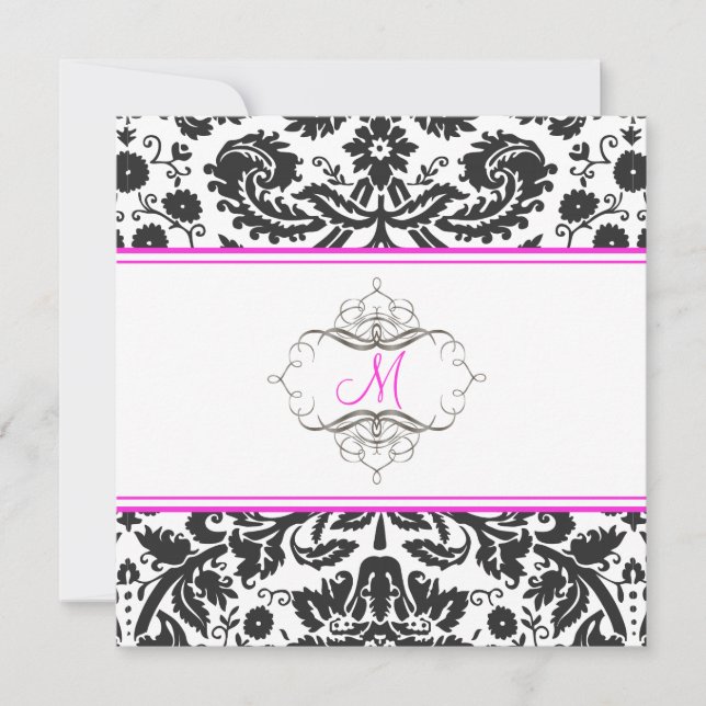 Dentelles baroques damas/roses chaudes Invitations (Devant)