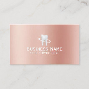 Dentin Modern Tooth Logo Rose Gold Dental Terminkarte