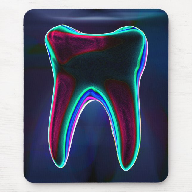 Dentist Blue Glowing Tooth Mousepad (Vorne)