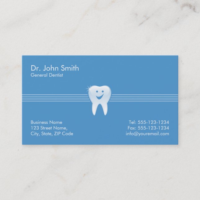 Dentist Blue Shiny Lächeln Zahnarztzahnärztin Terminkarte (Vorderseite)