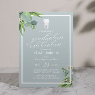 Dentist Botanical Foliage Elegant Graduation Party Einladung