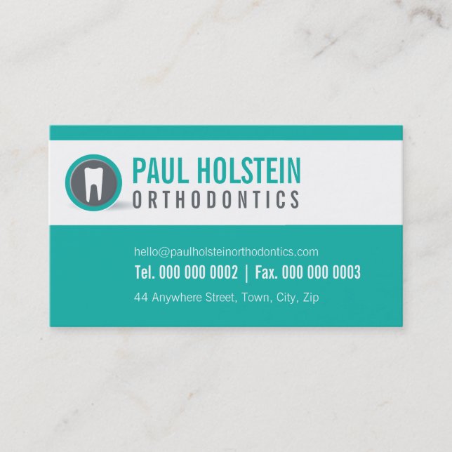 DENTIST BUSINESS CARD :: modernes Zahnlogo 2 Jade Visitenkarte (Vorderseite)