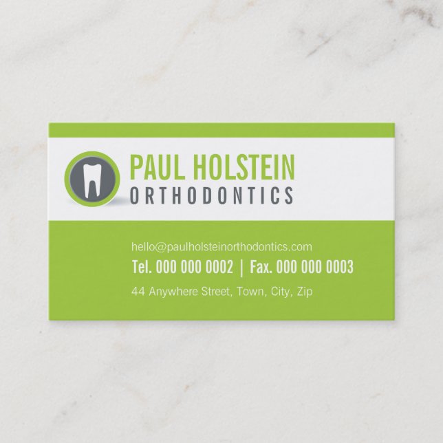 DENTIST BUSINESS CARD :: modernes Zahnlogo 2 Limon Visitenkarte (Vorderseite)