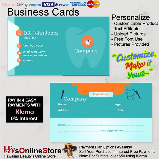 Dentist Business Cards, 47 Pack, 100 Visitenkarte (Dentist Business Cards 47 Pack of 100.
)