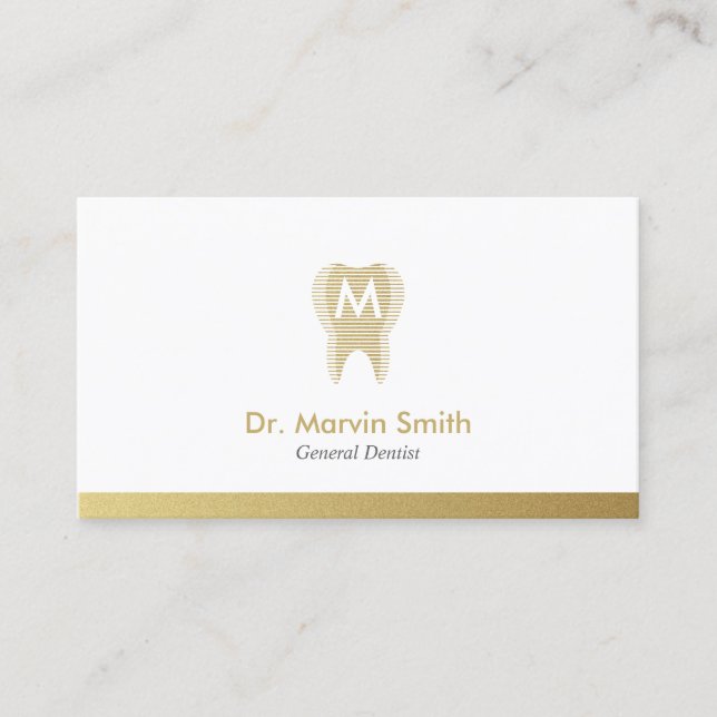 Dentist Business Cards Moderne Gold Tooth Dental Terminkarte (Vorderseite)