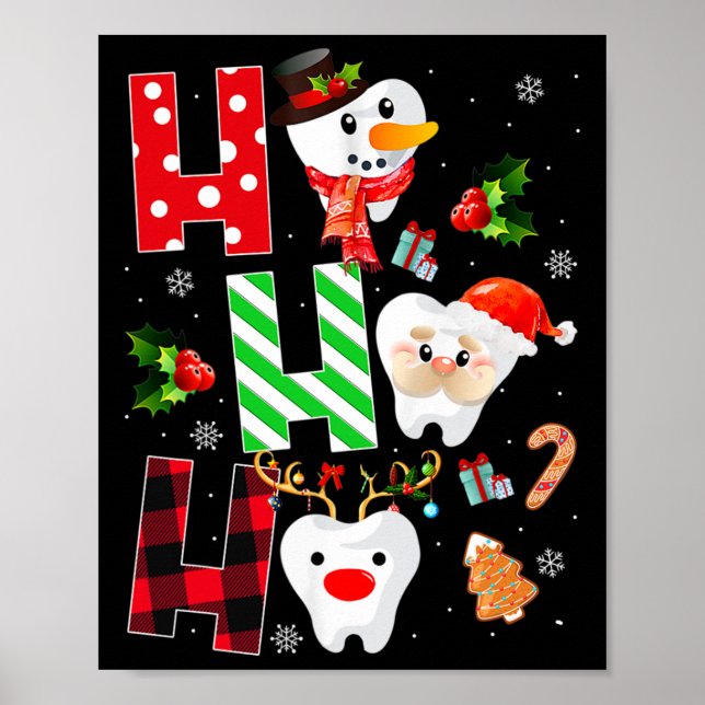 Dentist Christmas Fun Tooth Zahnspende Rot Kariert Poster (Vorne)