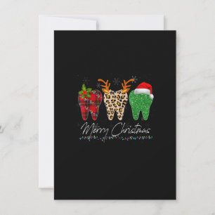 Dentist Christmas Funny Leopard Kariert Tooth Dent Einladung