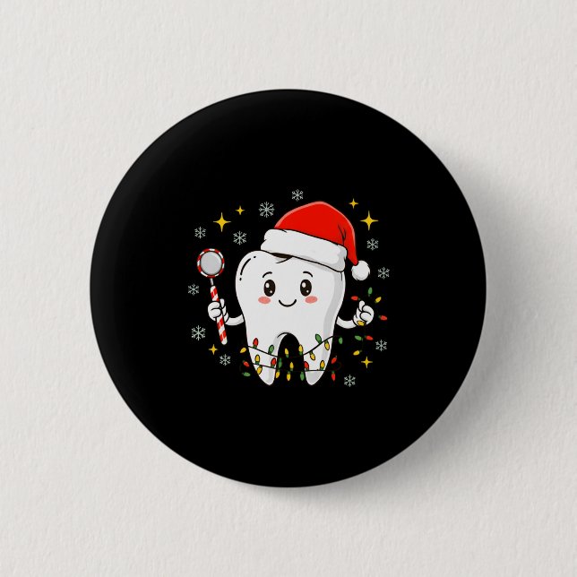 Dentist Christmas Teeth Xmas Lights Funny Dental S Button (Vorderseite)
