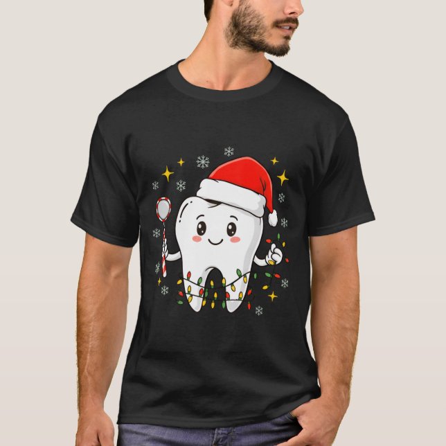 Dentist Christmas Teeth Xmas Lights Funny Dental S T-Shirt (Vorderseite)