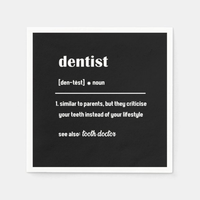 Dentist Definition Dentistry Tooth Doctor Teeth Gi Serviette (Vorderseite)