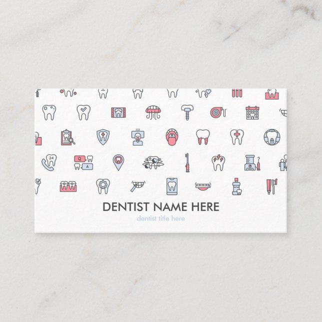 Dentist dental clinic icons teeth visitenkarte (Vorderseite)