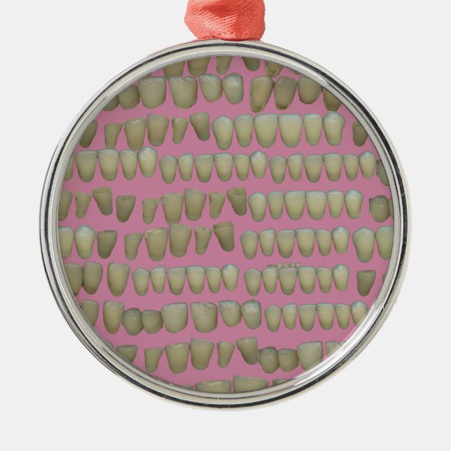 DENTIST DENTISTRY ORTHODONTICS ROTTEN TEETH MOUTH ORNAMENT AUS METALL (Vorne)