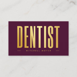 Dentist Dentistry Tooth Logo Burgundy & Gold Visitenkarte