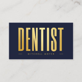 Dentist Dentistry Tooth Logo Navy Blue und Gold Visitenkarte
