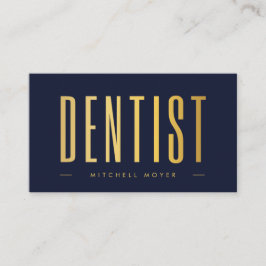 Dentist Dentistry Tooth Logo Navy Blue und Gold Visitenkarte