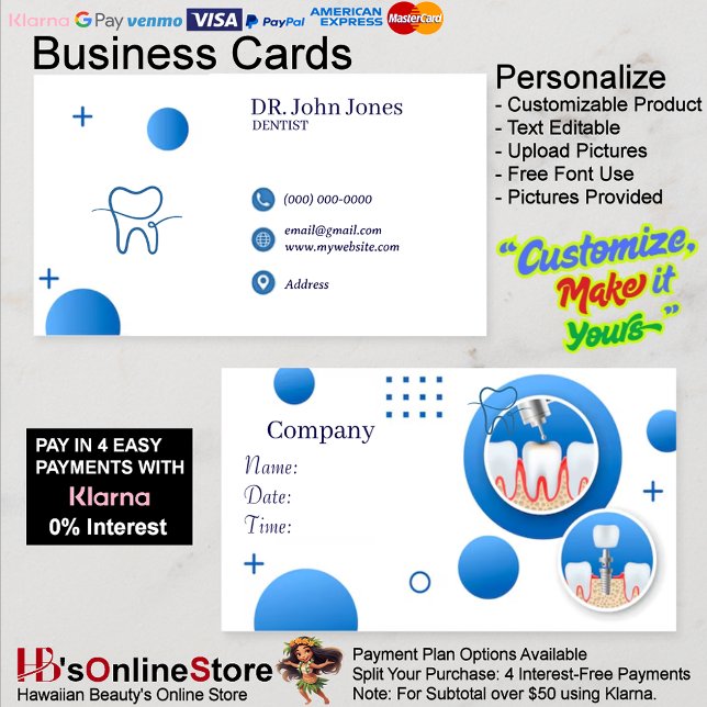 Dentist Dents Cartes de visite 46 Pack de 100 (Dentist Teeth Business Cards 46 Pack of 100.
)