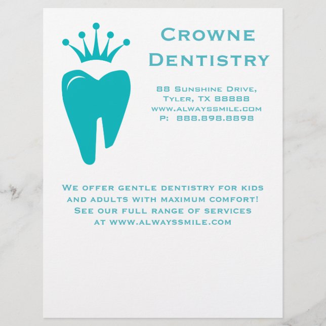 Dentist Flyer Niedlich Crown Tooth Logo Blue (Vorne)