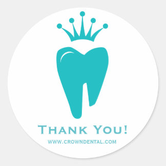 Dentist Gift Niedlich Tooth Crown Logo Blue Runder Aufkleber