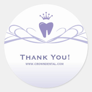 Dentist Gift Niedlich Tooth Crown Logo Lila Runder Aufkleber