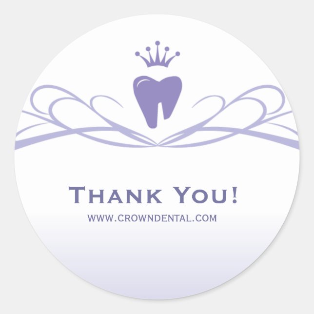 Dentist Gift Niedlich Tooth Crown Logo Lila Runder Aufkleber (Vorderseite)