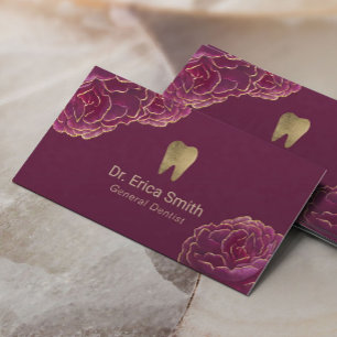 Dentist Gold getippte Burgund Blumenzucht Zahnpfle Visitenkarte