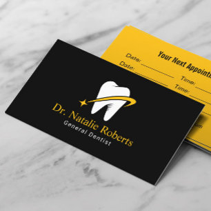 Dentist Gold Star Tooth Logo Beruflich Dental Terminkarte