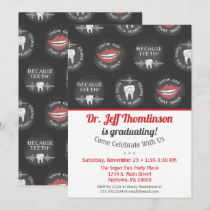 Dentist Gradust Invitation Chalk Dental Party