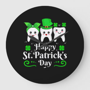 Dentist Happy St Patricks Day Zahnarzt auch Große Wanduhr