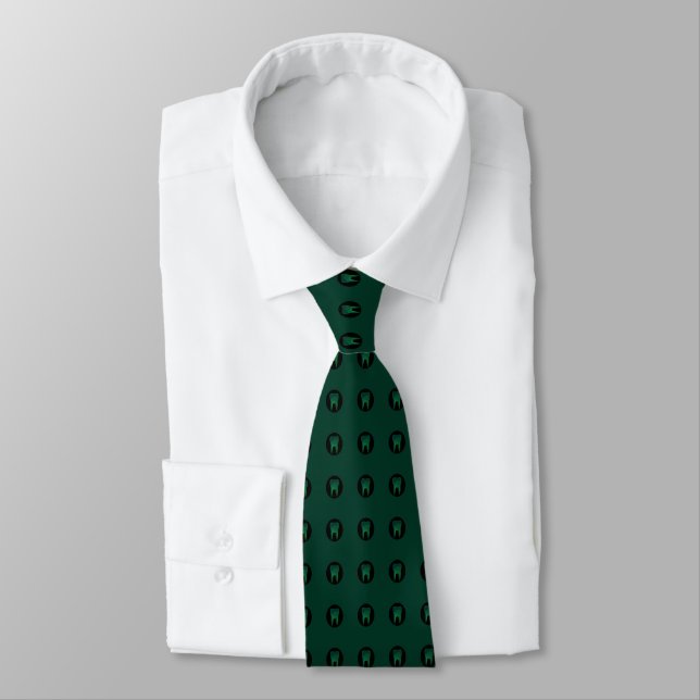 Dentist Hunter Green Tooth Dot Pattern Neck Tie Krawatte (Gebunden)