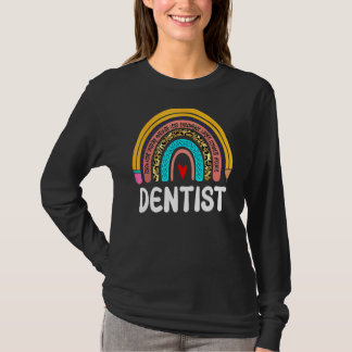 Dentist Leopard Rainbow Health Care Doctor Work De T-Shirt