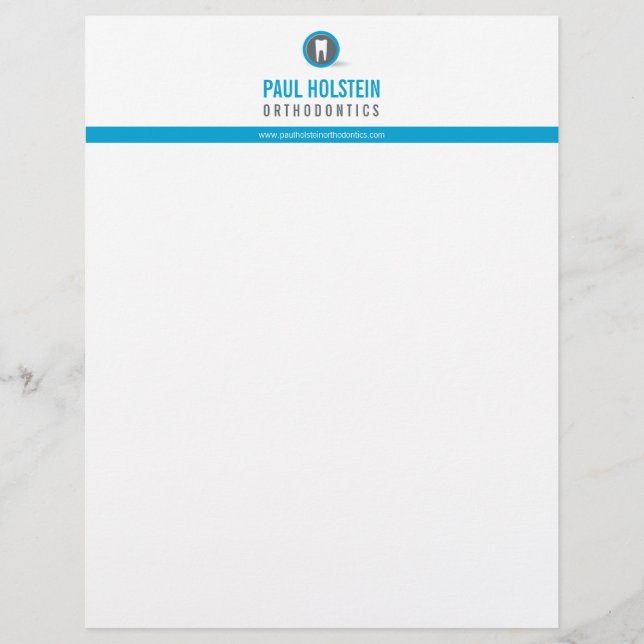 DENTIST LETTERHEAD: modernes Zahnlogo blau Briefkopf (Vorderseite)