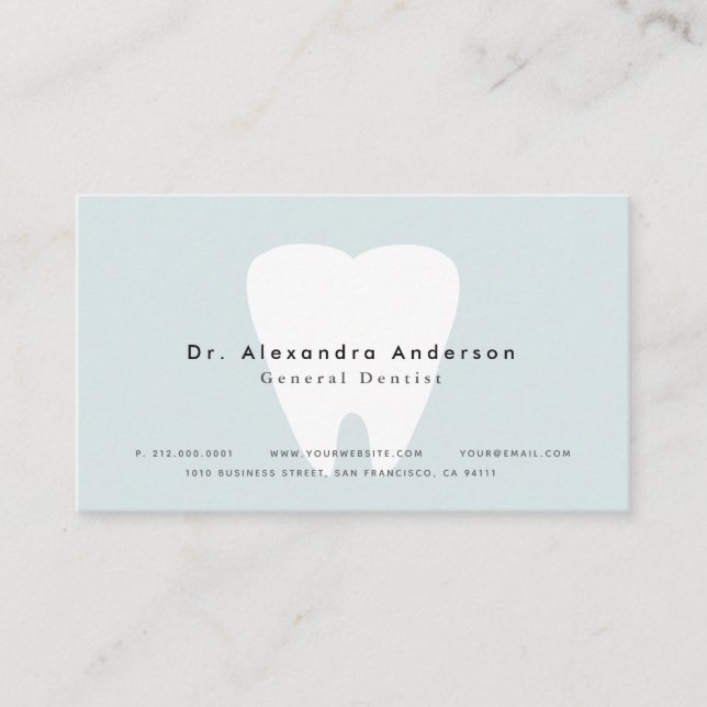 Dentist Modern Light Blue Terminalkarte Visitenkarte (Vorderseite)