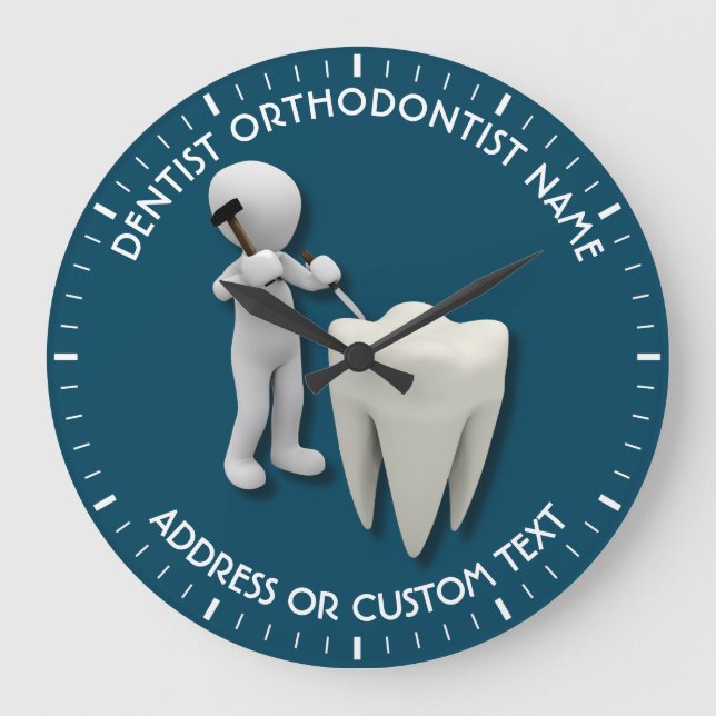 Dentist Orthodontist Dental Surgeon Name Große Wanduhr (Vorderseite)