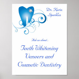 Dentist Poster Tooth Logo Blue Wirbel Diamond