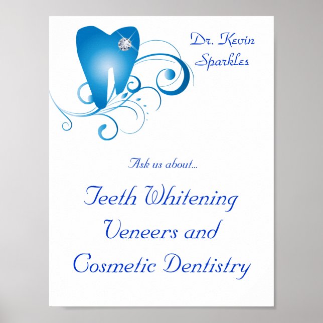 Dentist Poster Tooth Logo Blue Wirbel Diamond (Vorne)