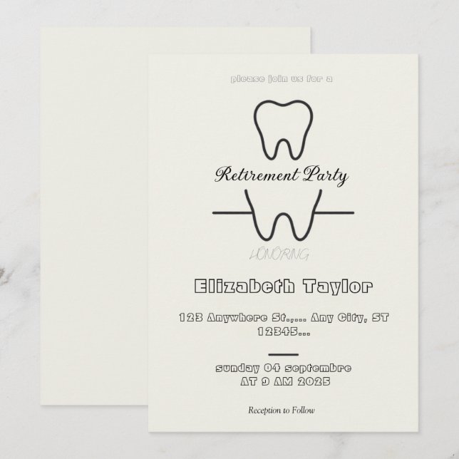 Dentist retirement invitation -Thank You Dentist Einladung (Vorne/Hinten)