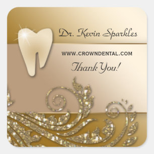 Dentist Sticker Label Tooth Logo Gold Blätter
