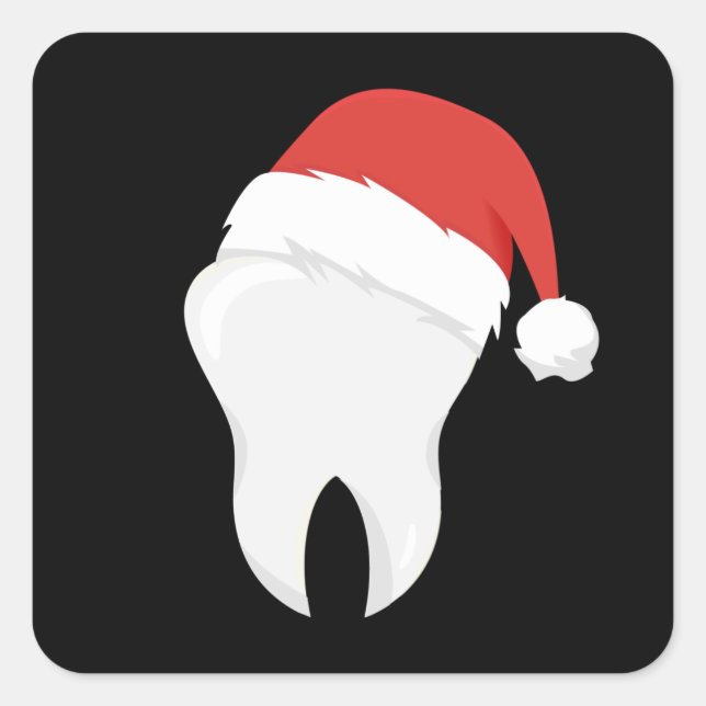 Dentist Teeth Christmas Hat Tooth-Geschenk Quadratischer Aufkleber (Vorderseite)