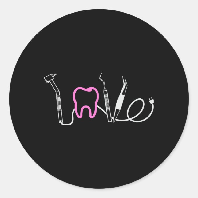 Dentist Teeth Dental LoveTooth Funny Gift Idee Runder Aufkleber (Vorderseite)