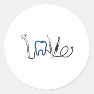 Dentist Teeth Dental LoveTooth Liebe Funny Gift Runder Aufkleber
