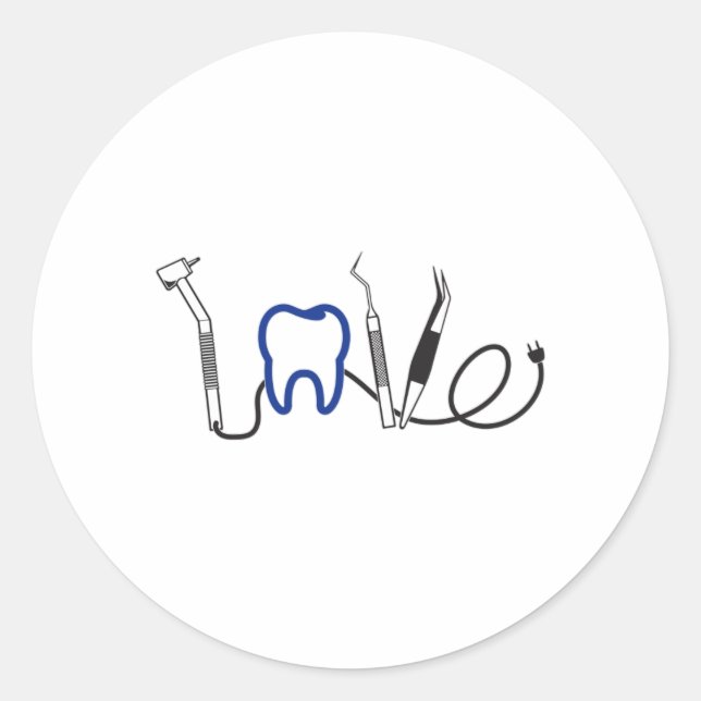 Dentist Teeth Dental LoveTooth Liebe Funny Gift Runder Aufkleber (Vorderseite)