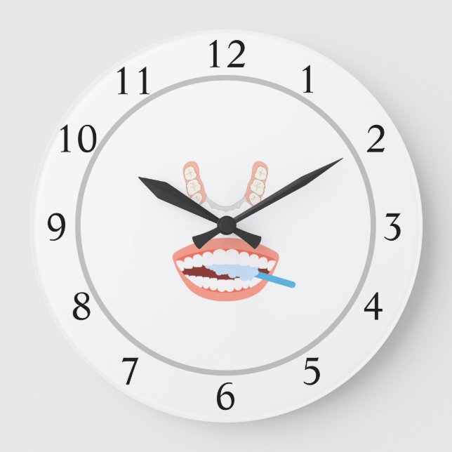 Dentist Tooth Logo Große Wanduhr (Vorderseite)