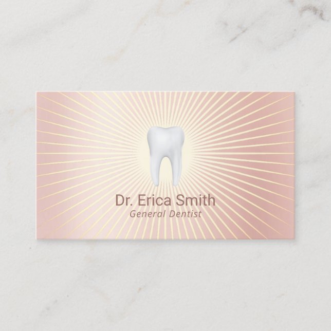 Dentist Tooth Logo Modern Rose Gold Dental Care Visitenkarte (Vorderseite)