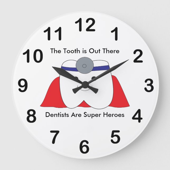 Dentist Tooth Super Hero Personalize Große Wanduhr (Vorderseite)