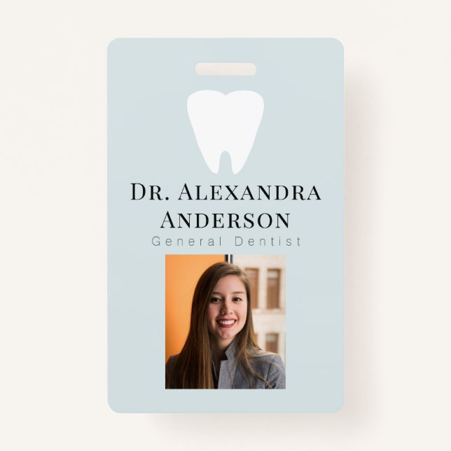 Dentist White Teeth Light Blue ID Photo Ausweis (Vorderseite)