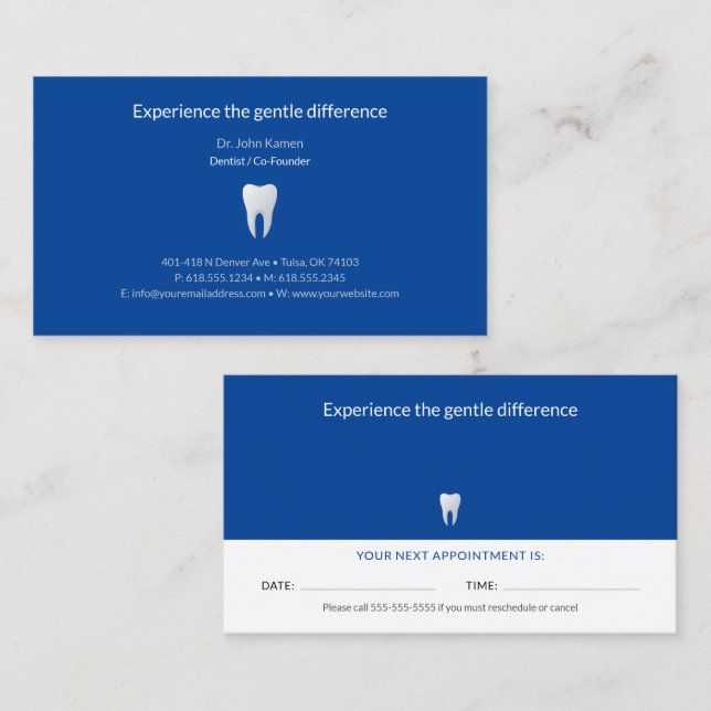 Dentiste | Carte de rendez-vous dentaire (Devant / Derrière)